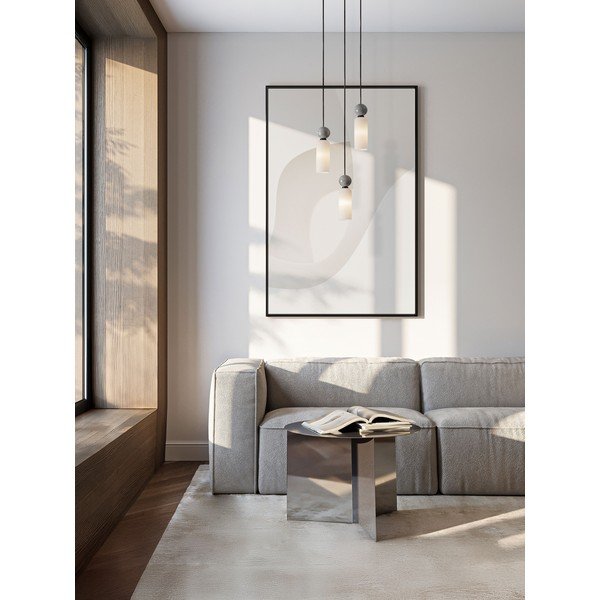 Lustră negru-mat din piatră cu abajur din sticlă ø 25 cm Filomena – Nova Luce-image-2