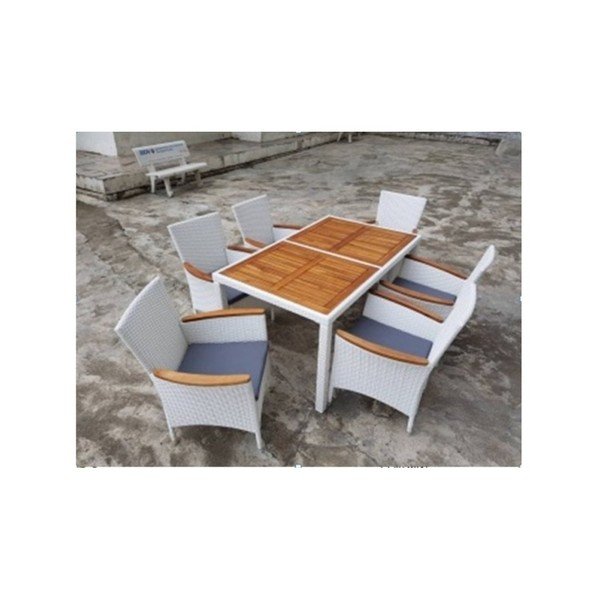 Set mobilier de grădină din ratan Paris White, alb-image-3