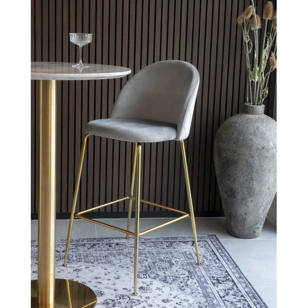 Scaune de bar gri 2 buc. din catifea 108 cm Lausanne – House Nordic-image-1