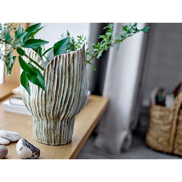 Vază verde-deschis din gresie (înălțime 30 cm) Mahira – Bloomingville-image-2