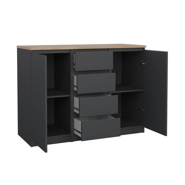Comodă gri închis 121x91x50 cm Naia – Tvilum-image-2