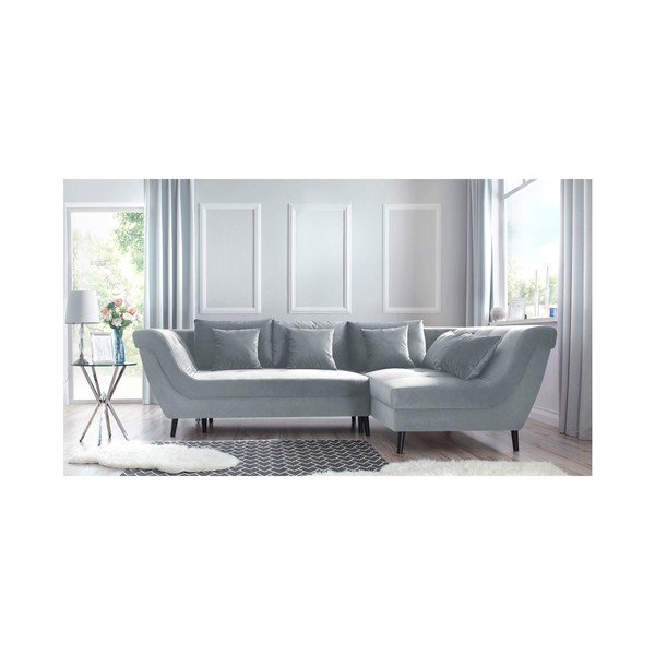 Canapea extensibilă Bobochic Paris Real, pe partea dreaptă, gri deschis-image-4