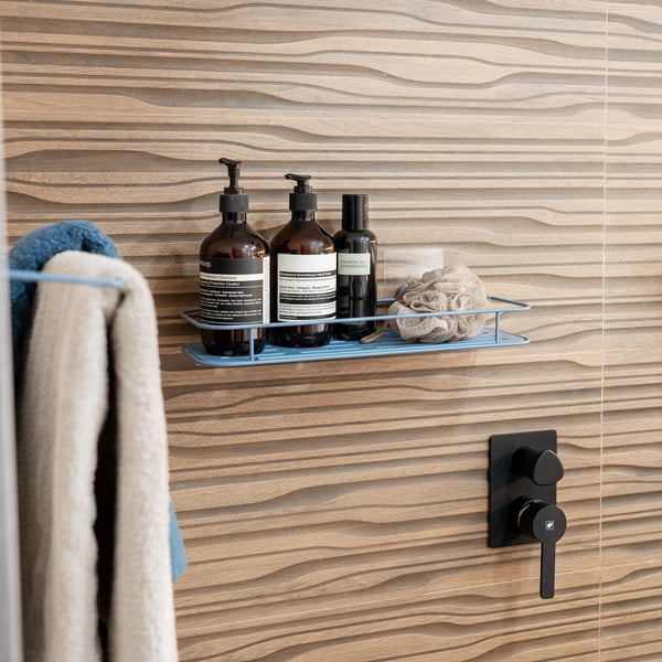 Raft pentru baie albastru deschis autoadeziv din metal Grena – Compactor-image-1