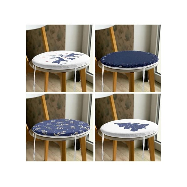 Perne de scaun 4 buc. ø 40 cm  cu model de Crăciun Blue Christmas – Mila Home-image-3