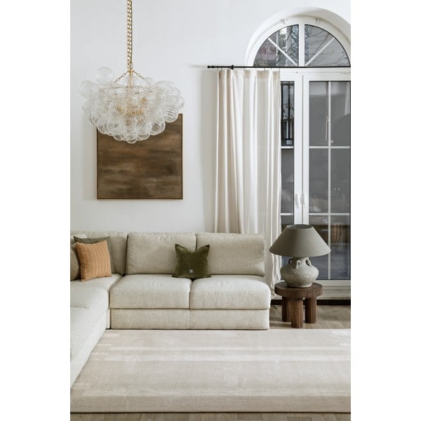 Covor grej din lână 133x190 cm Agnus Brush Lines – Agnella-image-1