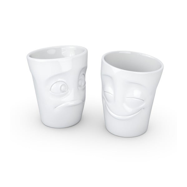 Set 2 căni din porțelan 58products Cheery & Baffled, alb-image-2