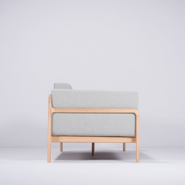 Canapea cu structură din lemn de stejar Gazzda Fawn Plus, 240 cm, albastru - gri-image-2