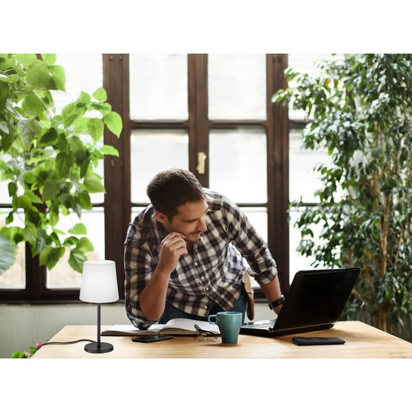 Veioză neagră-albă cu abajur textil (înălțime 30 cm) Eve – Fischer & Honsel-image-1