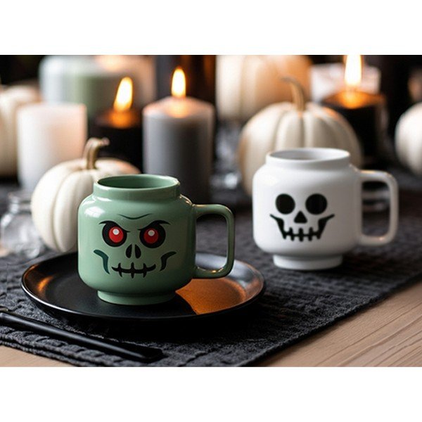 Cană pentru copii verde pentru latte din ceramică 255 ml Skeleton – LEGO®-image-3