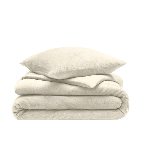 Lenjerie de pat crem din microflanel pentru pat dublu/extinsă cu 3 piese 240x220 cm Flanou – douceur d'intérieur