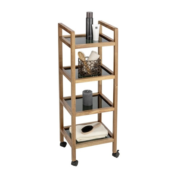 Etajeră de baie neagră/în culoare naturală din lemn de acacia 35x101,5 cm Fondi – Wenko-image-2