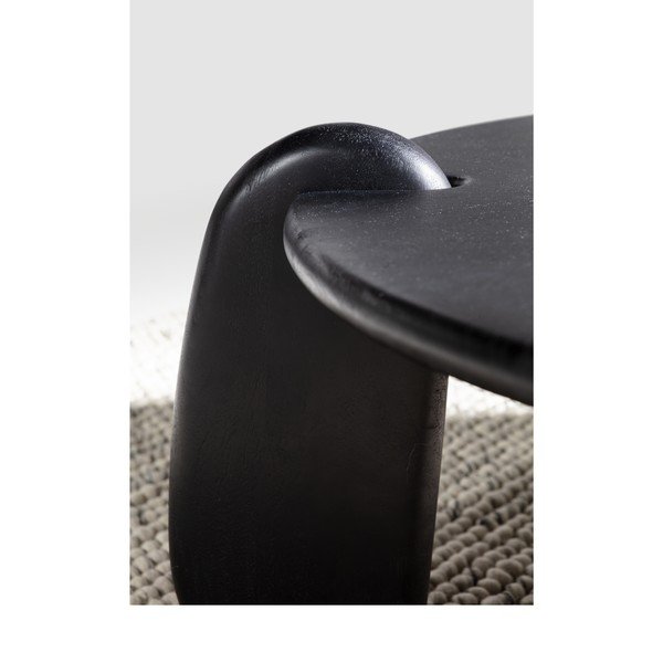 Măsuță de cafea neagră rotundă din lemn de mango ø 80 cm Tamira – MOME-image-4