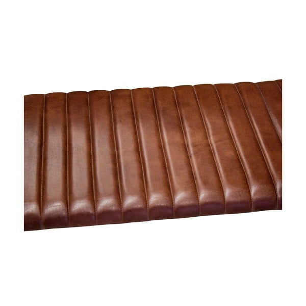Bancă maro cu tapițerie din piele – Antic Line-image-2
