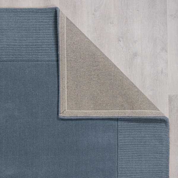 Covor albastru închis țesut manual din lână 120x170 cm Textured Wool Border – Flair Rugs-image-3