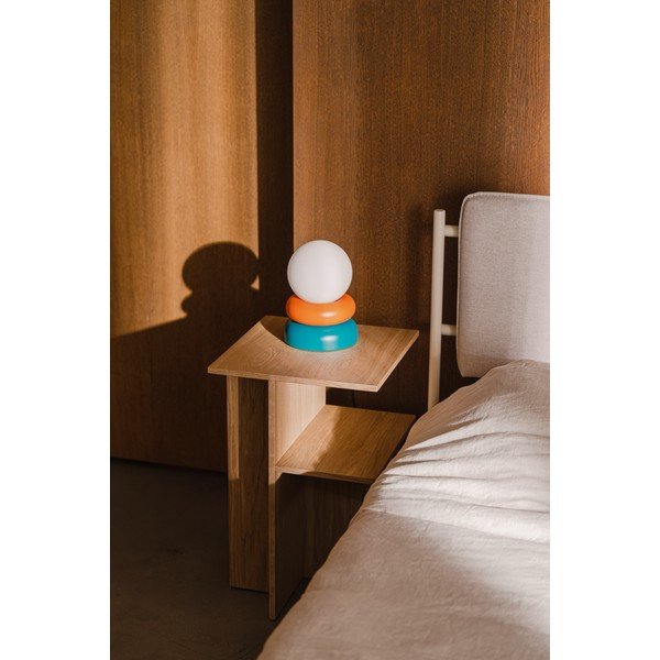 Veioză petrol/portocalie din lemn masiv cu abajur din sticlă (înălțime 24 cm) Otem – noo.ma-image-1