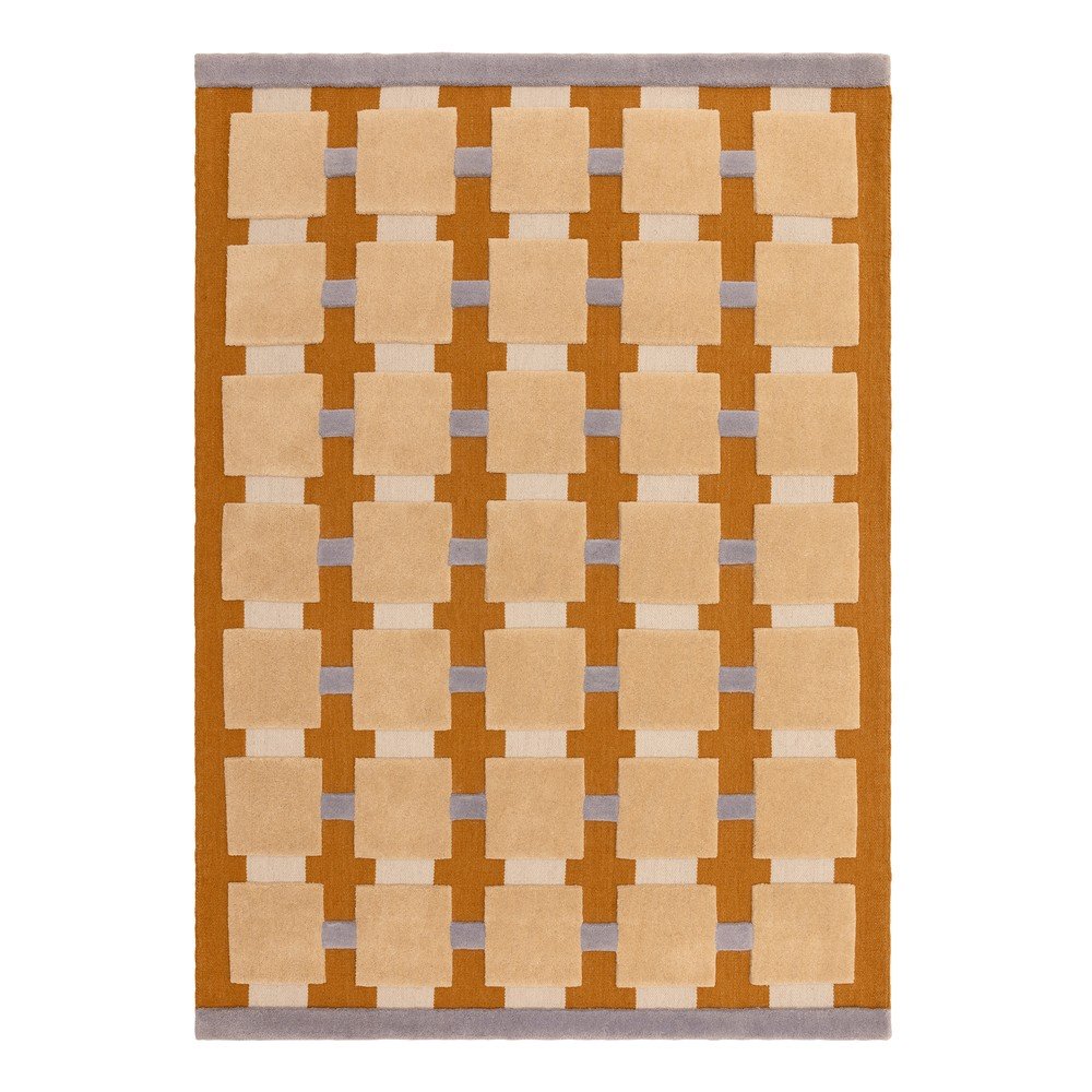 Covor galben ocru țesut manual din amestesc de lână 200x290 cm Mallory – MADE