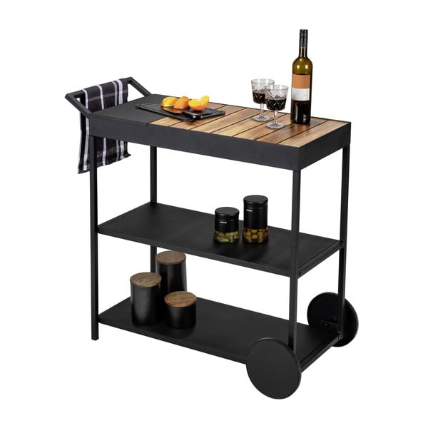 Măsuță de servire cu roți cu blat din lemn de acacia 40x80 cm Miro – Wenko-image-3