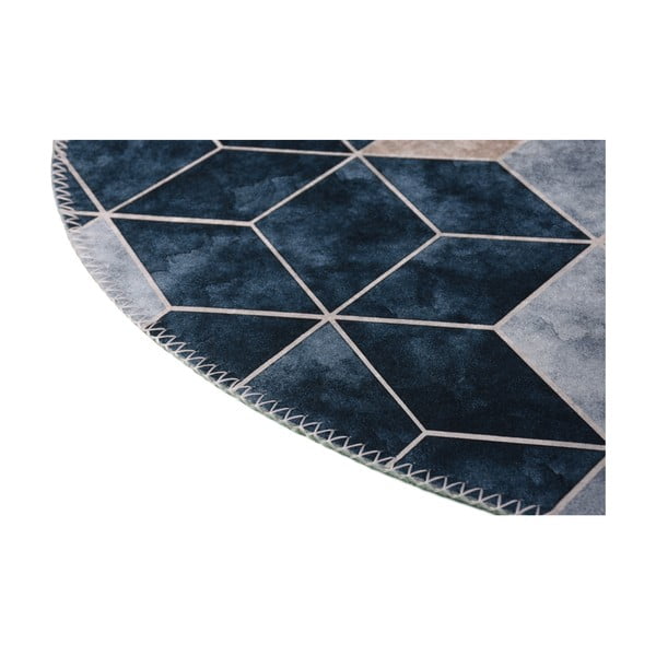 Covor alb/albastru lavabil rotund ø 120 cm – Vitaus-image-2