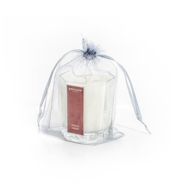 Lumânare parfumată cu aromă de chihlimbar și iasomie Bahoma London Octagonal Cangle in Organza Bag