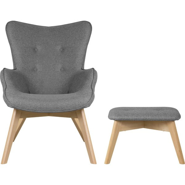 Fotoliu cu taburet gri Niko – Ropez-image-2