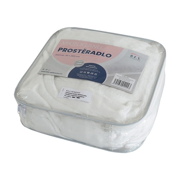 Cearceaf alb din microflanel 180x200 cm Exclusive – B.E.S.-image-1