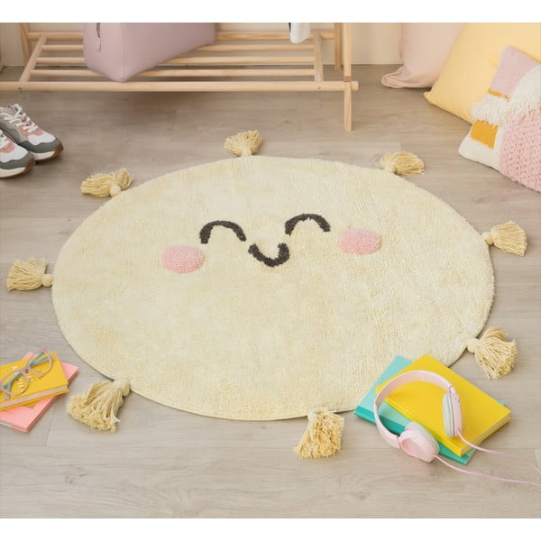 Covor pentru copii galben lavabil/țesut manual din bumbac ø100 cm You're My Sunshine – Lorena Canals-image-4