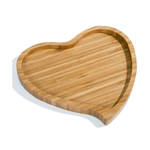 Platou servire din bambus Kosova Heart, 21 x 23 cm