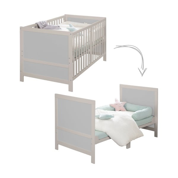 Pătuț gri cu înălțime reglabilă 70x140 cm Easy Sleep – Roba-image-3
