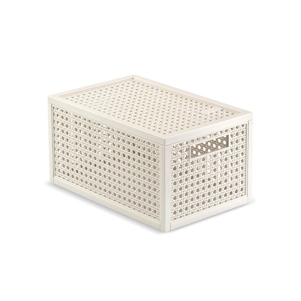 Cutie de depozitare crem din plastic reciclat cu capac 19x30x15 cm Kaya – Curver