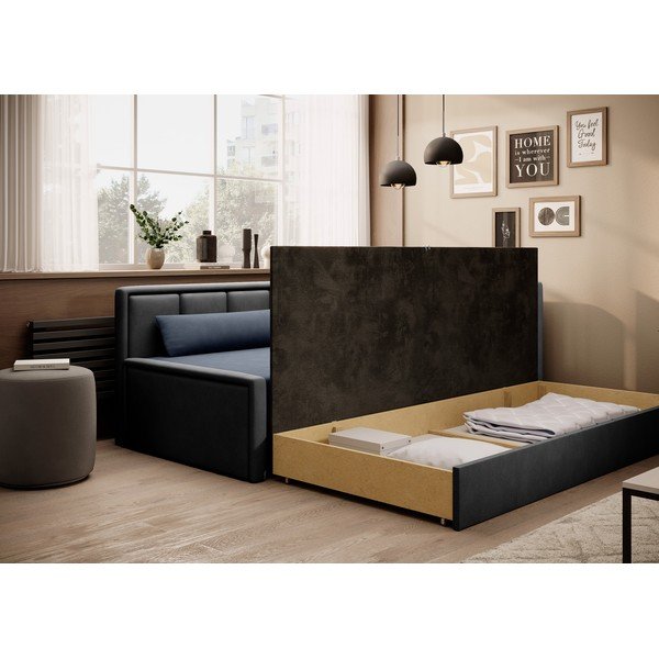 Canapea albastră/gri extensibilă/cu spațiu de depozitare cu tapițerie din chenille 214 cm Fulgeo – ELTAP-image-3