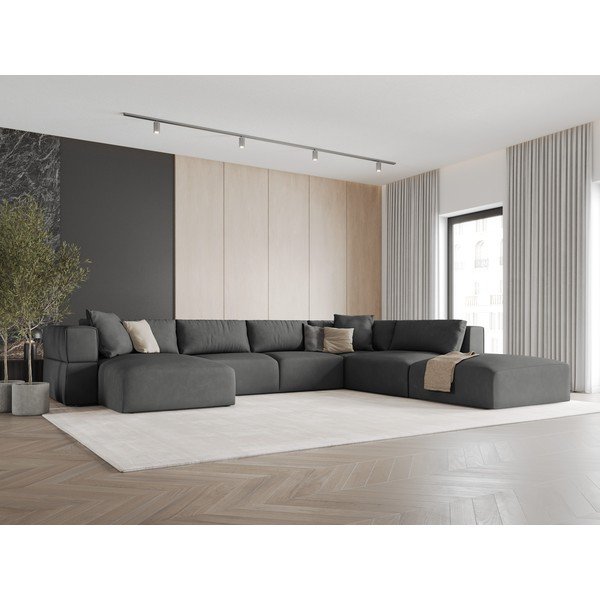 Colțar gri închis (cu colț pe partea dreaptă/în formă de "U") Esther – Milo Casa-image-1