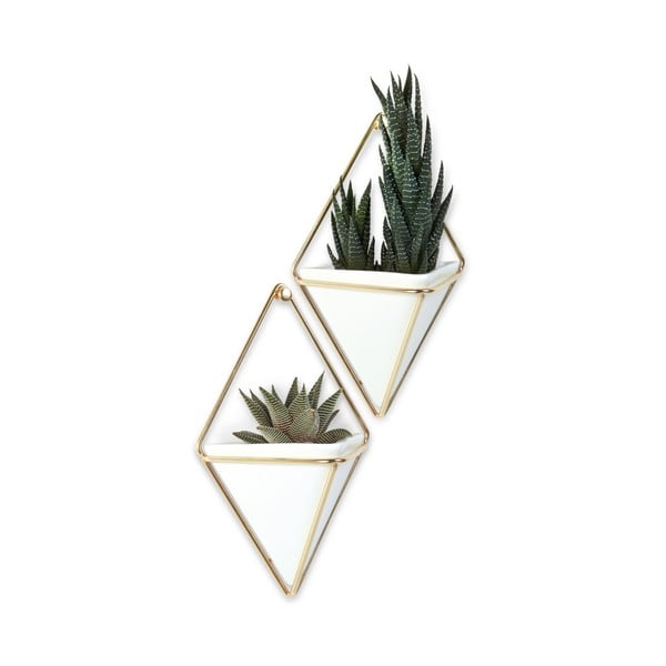 Set 2 ghivece suspendate din ceramică și cadru auriu Umbra Trigg-image-3