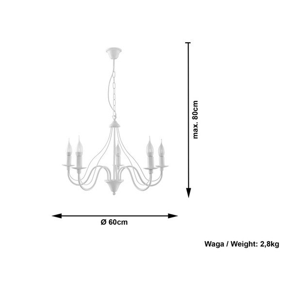 Lustră Sollux Floriano 5, alb-image-1