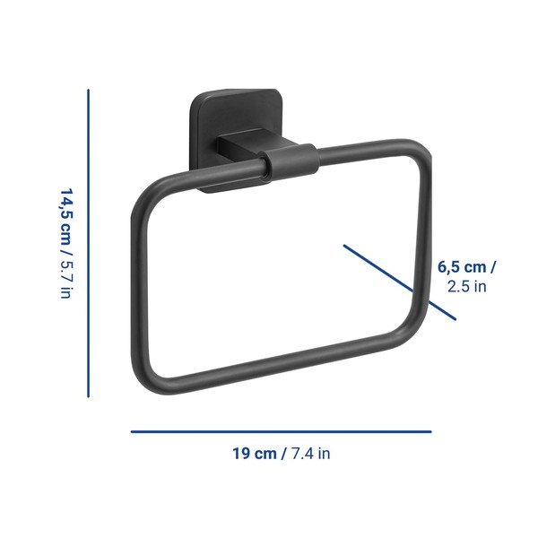 Suport pentru prosoape negru mat autoadeziv cu Turbo-Loc din oțel inoxidabil Porto – Wenko-image-1