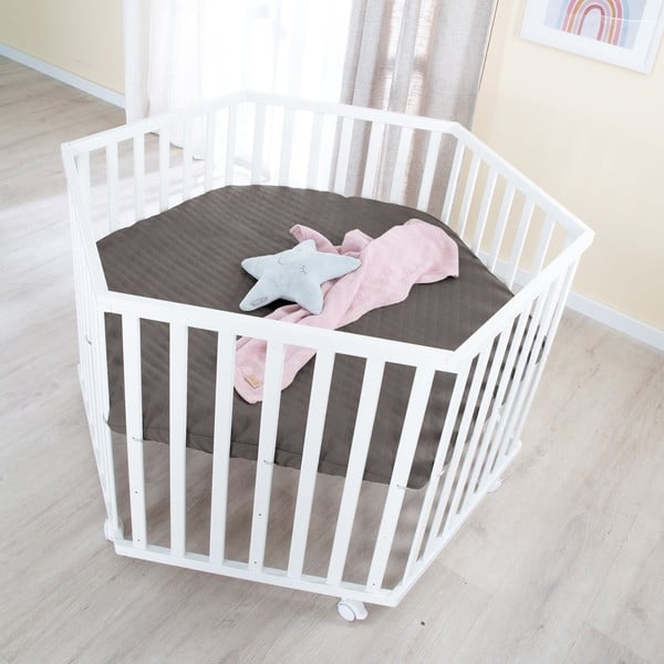 Țarc pentru copii alb cu înălțime reglabilă/cu roți – Roba-image-1