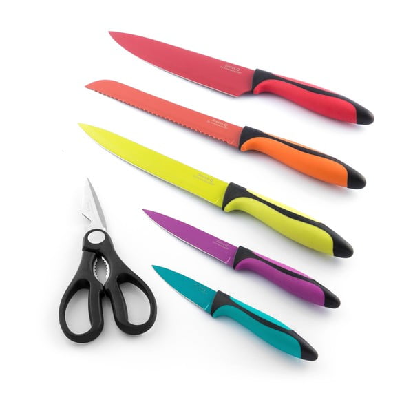Set 5 cuțite și foarfecă din oțel inoxidabil InnovaGoods Ceramic