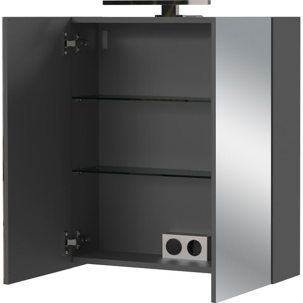 Dulap de baie gri antracit suspendat, cu oglindă 60x71 cm Arcena – Germania-image-3