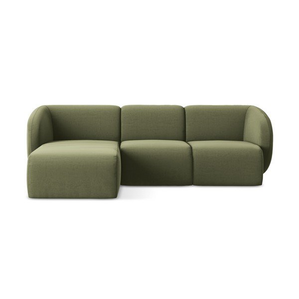 Colțar verde cu tapițerie din catifea (cu colț pe partea stângă/cu șezlong) Lani – Makamii