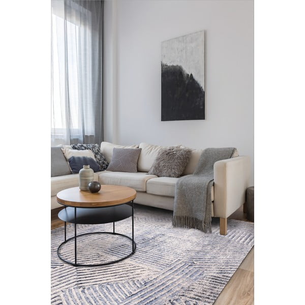 Covor albastru deschis din lână 200x300 cm Strokes – Agnella-image-1