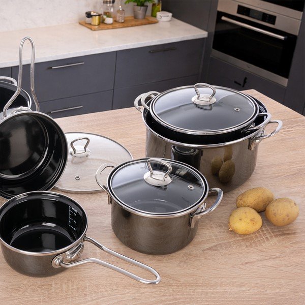 Oală cu capac smalțuită 3,25 l Metalic – Orion-image-2