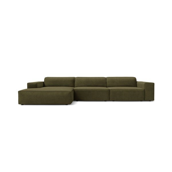 Colțar modular kaki cu tapițerie din catifea (cu colț pe partea stângă/cu șezlong) Jodie – Micadoni -image-2
