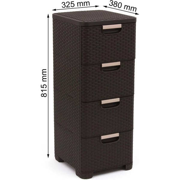 Dulap de baie maro închis înalt din plastic 33x79 cm Rattan – Curver-image-4