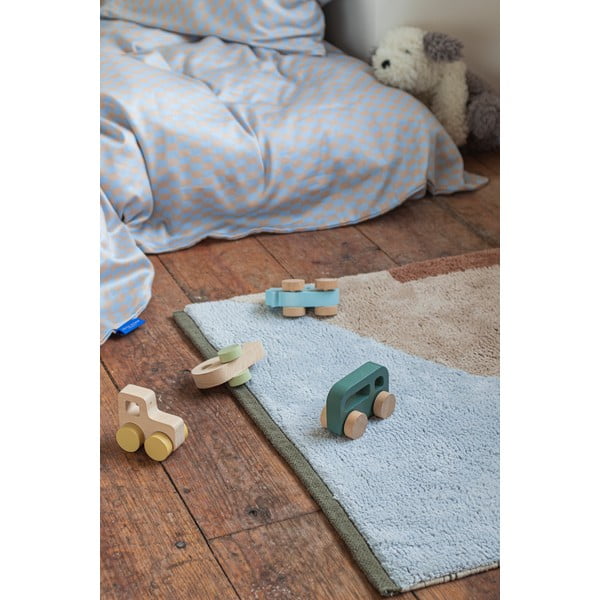 Covor tip traversă albastru deschis/bej lavabil din bumbac 70x150 cm Figura – Mette Ditmer Denmark-image-1