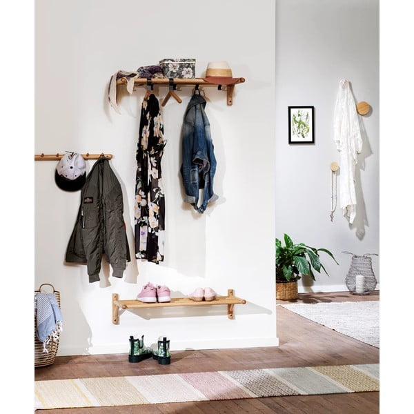 Pantofar în culoare naturală suspendat din lemn masiv de stejar Milford - Rowico-image-1