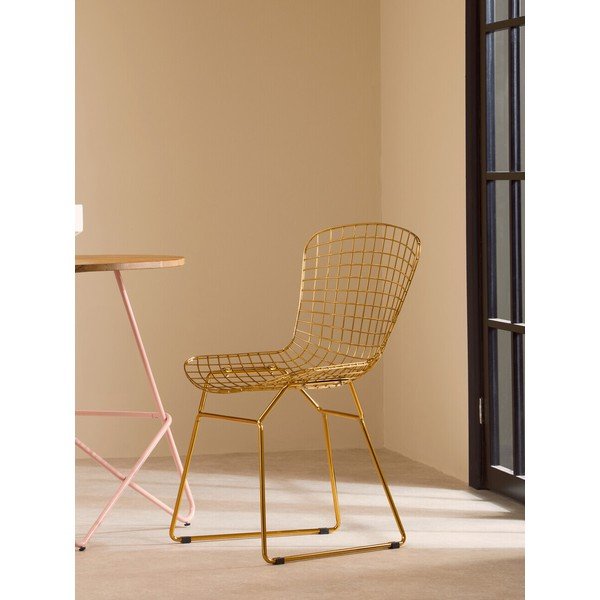 Scaun de dining auriu din metal District – Premier Housewares-image-3