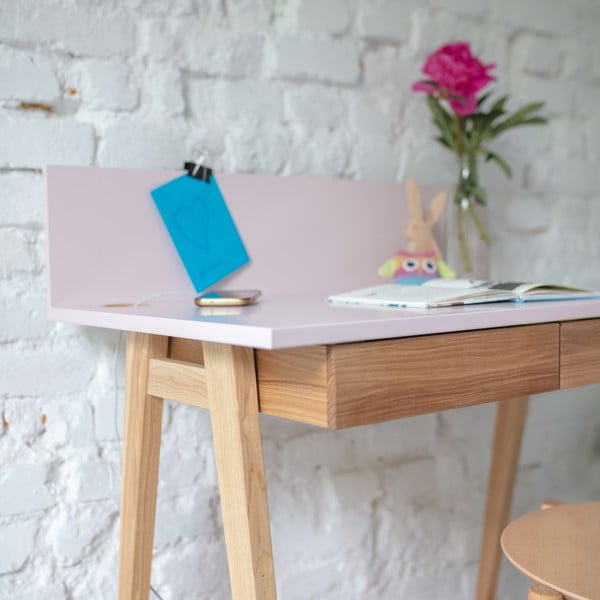 Birou cu bază din lemn de frasin Ragaba Luka, lungime 85 cm, gri-image-2