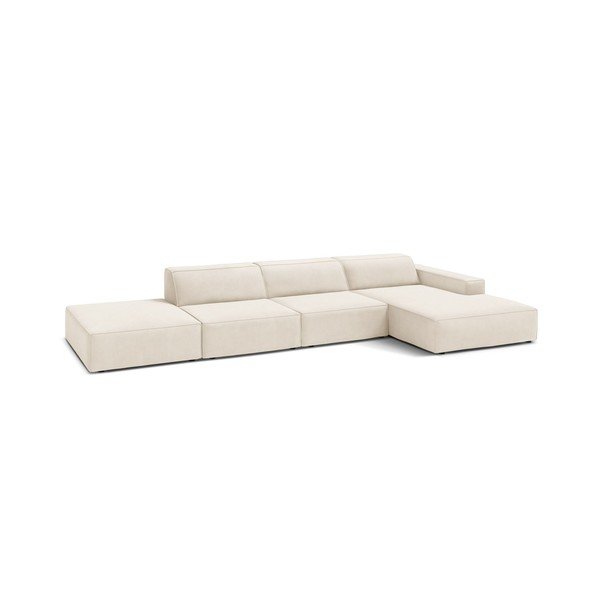 Colțar modular crem cu tapițerie din catifea (cu colț pe partea dreaptă/cu șezlong) Jodie – Micadoni 