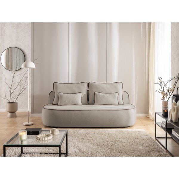 Canapea maro/taupe extensibilă/cu spațiu de depozitare cu tapițerie din catifea 210 cm Saga – Ropez-image-1