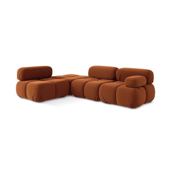 Colțar modular portocaliu cu tapițerie din catifea (cu colț pe partea stângă) Lokua – Makamii-image-3