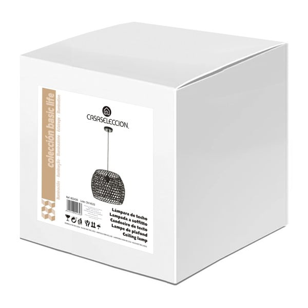 Lustră neagră cu abajur din bambus ø 35 cm – Casa Selección-image-4